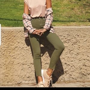 NWT free people skinny jeans army green 24